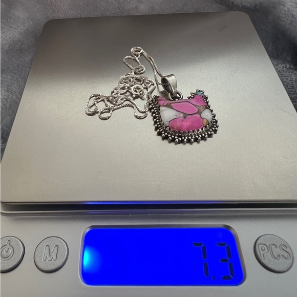 ❤️ Kingman Cotton Candy Turquoise Kitty Cat Western 925 Pendant 17” Necklace - Picture 13 of 13